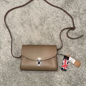 The Cambridge Satchel Co. Push Lock Crossbody Bag Taupe Leather - NWT